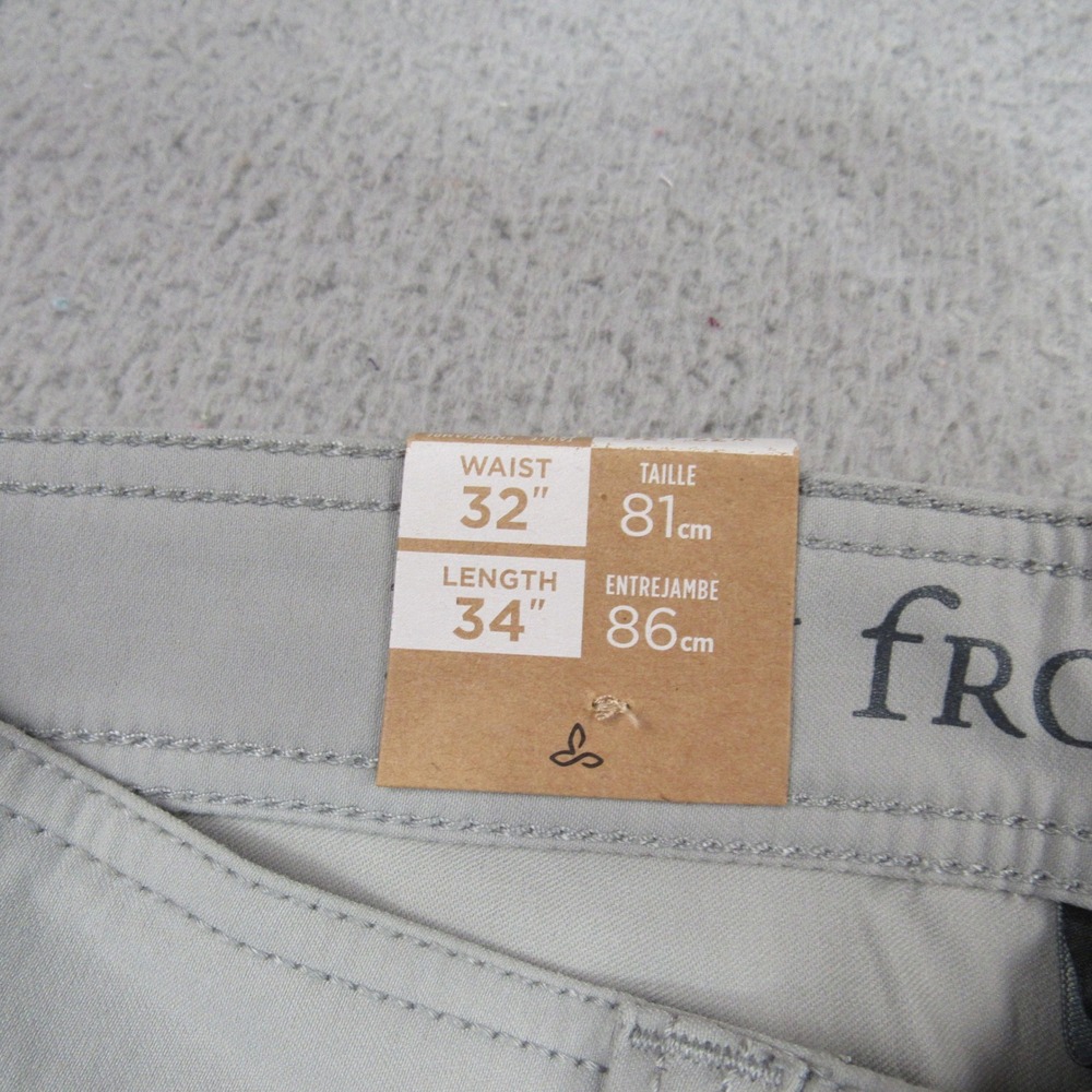 Prana Mens Stretch Zion Slim Fit Pants Gray Water Repellent UPF 50 32x34 NEW - Picture 4 of 10